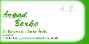 arpad berke business card